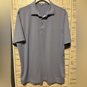 Peter Millar Summer Comfort Mens Large Stripe Blue Golf Polo Shirt Short Sleeve